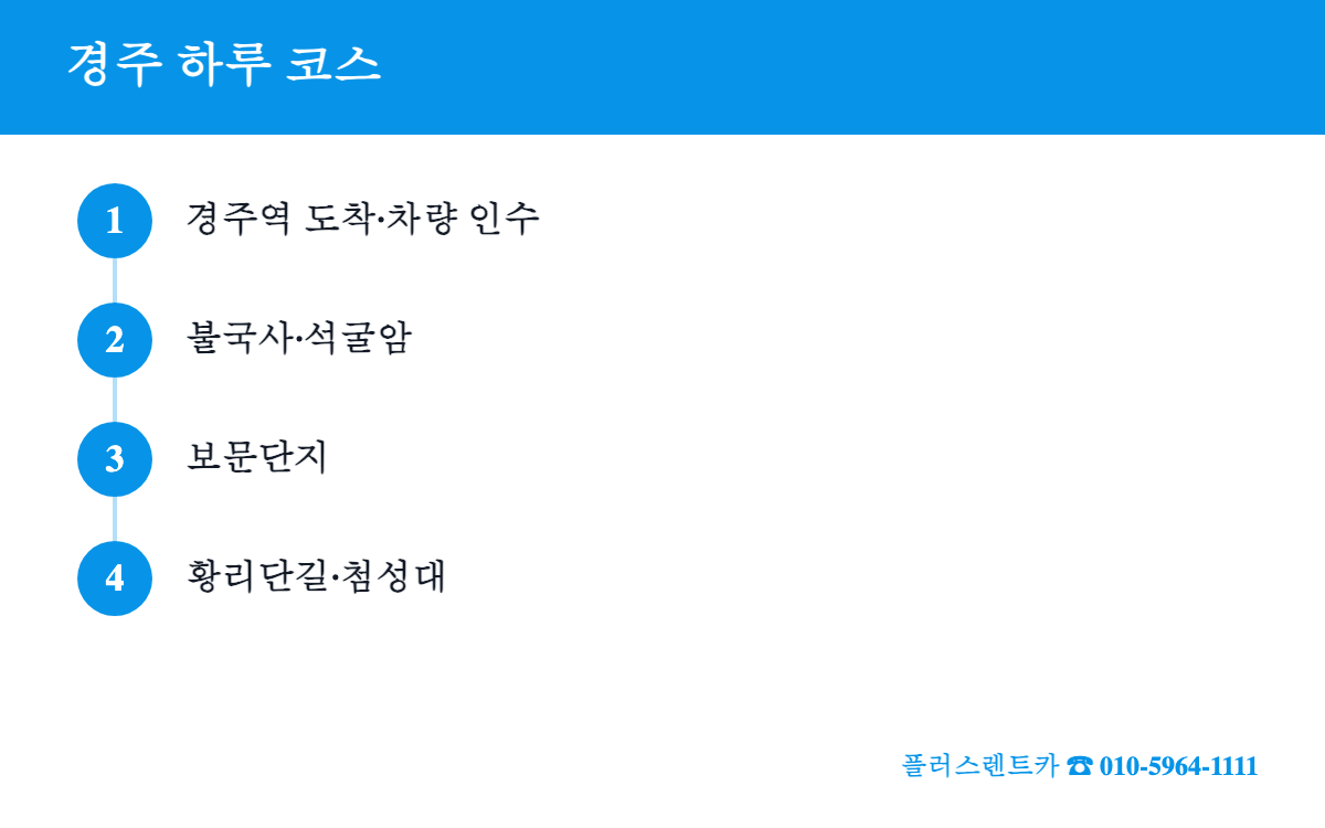 경주 여행 렌트카 하루 코스 순서